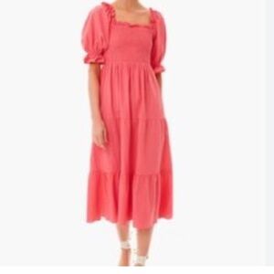 Pomander Place Coral Midi Dress
